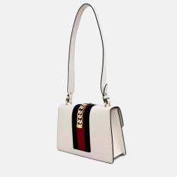 Pre Owned Gucci Sylvie White Leather Bag