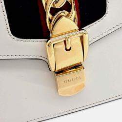 Pre Owned Gucci Sylvie White Leather Bag