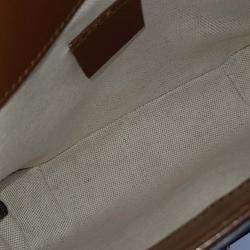 Pre Owned Gucci Beige Brown Coated canvas Horsebit 1955 Mini Bag