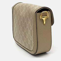 Pre Owned Gucci Beige Canvas and Leather Horsebit 1955 Mini Bag