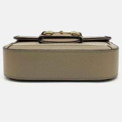 Pre Owned Gucci Beige Canvas and Leather Horsebit 1955 Mini Bag