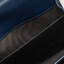 Pre Owned Gucci Navy Blue Guccissima Leather Pushlock Trifold Wallet