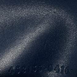 Pre Owned Gucci Navy Blue Guccissima Leather Pushlock Trifold Wallet