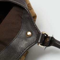 Pre Owned Gucci Brown/Beige GG Canvas and Leather Medium Sukey Tote