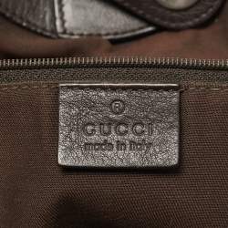 Pre Owned Gucci Brown/Beige GG Canvas and Leather Medium Sukey Tote