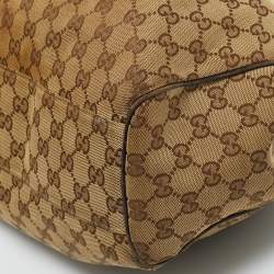 Pre Owned Gucci Brown/Beige GG Canvas and Leather Medium Sukey Tote