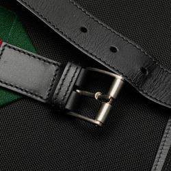 Pre Owned Gucci Black Canvas Techno Web Fold Over Backpack