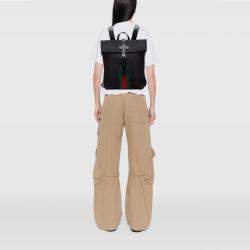 Pre Owned Gucci Black Canvas Techno Web Fold Over Backpack