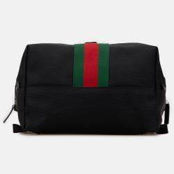 Pre Owned Gucci Black Canvas Techno Web Fold Over Backpack