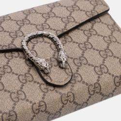 Pre Owned Gucci Brown GG Supreme Dionysus Chain Wallet