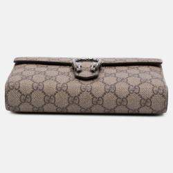 Pre Owned Gucci Brown GG Supreme Dionysus Chain Wallet