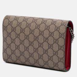 Pre Owned Gucci Brown GG Supreme Dionysus Chain Wallet