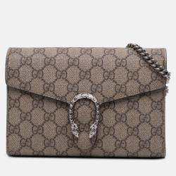 Pre Owned Gucci Brown GG Supreme Dionysus Chain Wallet