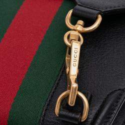 Pre Owned Gucci Black Small Leather Linea Totem Crystal Butterfly Crossbody