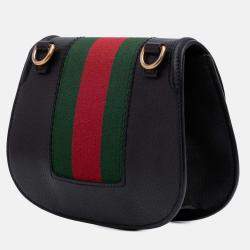 Pre Owned Gucci Black Small Leather Linea Totem Crystal Butterfly Crossbody