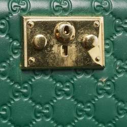 Pre Owned Gucci Green Guccissima Leather Small Padlock Shoulder Bag