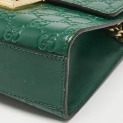 Pre Owned Gucci Green Guccissima Leather Small Padlock Shoulder Bag