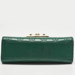 Pre Owned Gucci Green Guccissima Leather Small Padlock Shoulder Bag