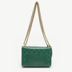 Pre Owned Gucci Green Guccissima Leather Small Padlock Shoulder Bag