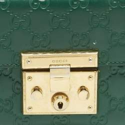 Pre Owned Gucci Green Guccissima Leather Small Padlock Shoulder Bag