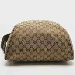 Pre Owned Gucci  Beige/Brown GG Canvas and Leather Rucksack Backpack