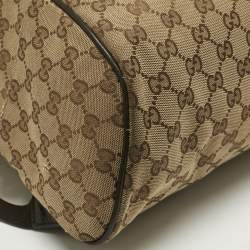 Pre Owned Gucci  Beige/Brown GG Canvas and Leather Rucksack Backpack