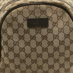 Pre Owned Gucci  Beige/Brown GG Canvas and Leather Rucksack Backpack
