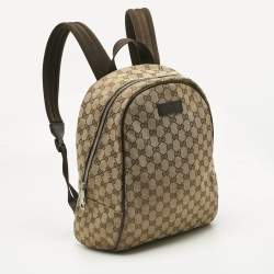 Pre Owned Gucci  Beige/Brown GG Canvas and Leather Rucksack Backpack