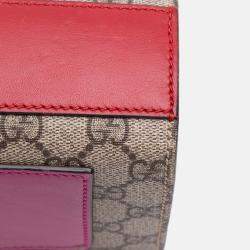 Pre Owned Gucci Brown Red Small GG Supreme Padlock Crossbody
