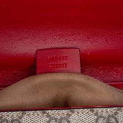 Pre Owned Gucci Brown Red Small GG Supreme Padlock Crossbody