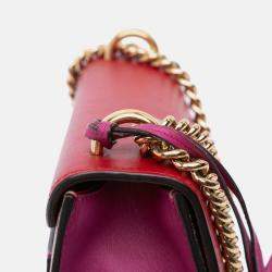 Pre Owned Gucci Brown Red Small GG Supreme Padlock Crossbody
