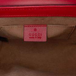 Pre Owned Gucci Brown Red Small GG Supreme Padlock Crossbody