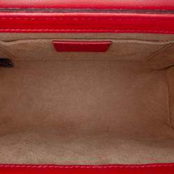 Pre Owned Gucci Brown Red Small GG Supreme Padlock Crossbody