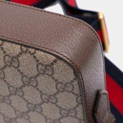 Pre Owned Gucci Beige Brown Small GG Supreme Web Ophidia Crossbody