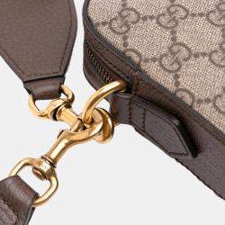 Pre Owned Gucci Beige Brown Small GG Supreme Web Ophidia Crossbody