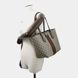 مملوكة مسبقًا Gucci Double G Medium Beige Brown PVC Leather Tote Bag