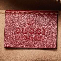 Pre Owned Gucci Red Matelassé Leather GG Marmont Belt Bag