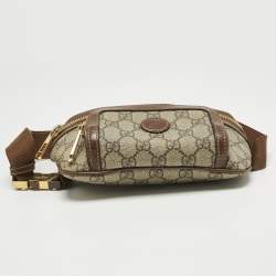 Pre Owned Gucci Brown/Beige GG Supreme Canvas Interlocking G Belt Bag