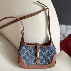 Pre Owned Gucci Jackie 1961 Denim Shoulder Bag