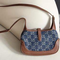Pre Owned Gucci Jackie 1961 Denim Shoulder Bag