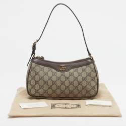 Pre Owned Gucci /BrownBeige GG Supreme Canvas Small Ophidia Shoulder Bag
