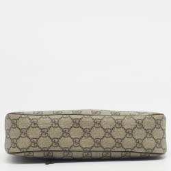Pre Owned Gucci /BrownBeige GG Supreme Canvas Small Ophidia Shoulder Bag