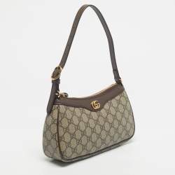 Pre Owned Gucci /BrownBeige GG Supreme Canvas Small Ophidia Shoulder Bag