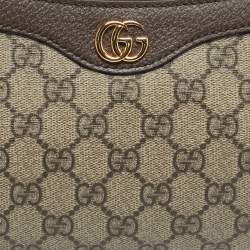 Pre Owned Gucci /BrownBeige GG Supreme Canvas Small Ophidia Shoulder Bag