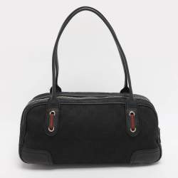Pre Owned Gucci Black GG Nylon and Leather Princy Boston Bag