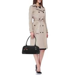 Pre Owned Gucci Black GG Nylon and Leather Princy Boston Bag