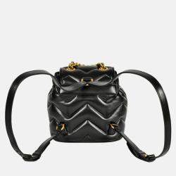 Pre Owned Gucci Gg Marmont Quilted Mini Backpack Leather Black