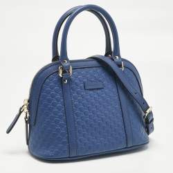 Pre Owned Gucci Blue Microguccissima Leather Mini Nice Dome Bag