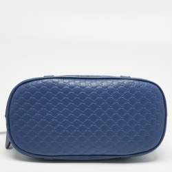 Pre Owned Gucci Blue Microguccissima Leather Mini Nice Dome Bag
