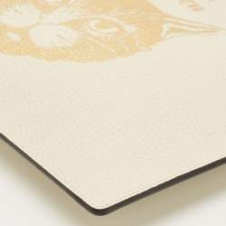 Pre Owned Gucci Ivory Leather Garden Cat Zip Pouch